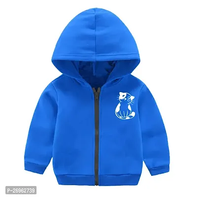 Fabulous Blue Cotton Blend Graphic Printed Hooded Sweatshirt For Boys-thumb0