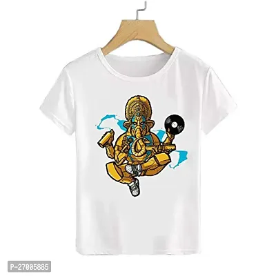 Stylish White Cotton Printed T-shirts For Boys