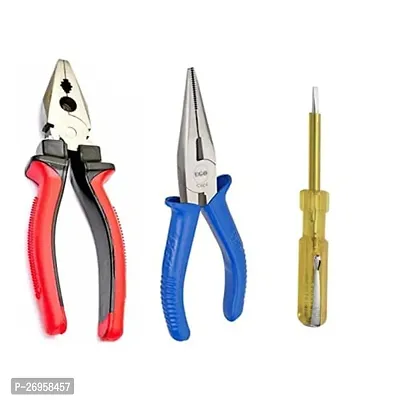 Combination And Nose Plier Combo Cutting Player Cutting Plier For Home, Player Tools, With Reed Plas And Tester Pack Of 3