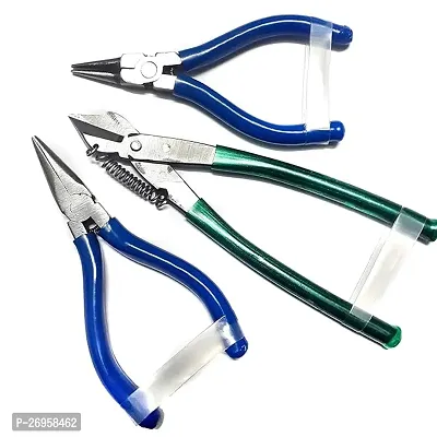 Silk Thread Jewellery Making Pliers Combo Long Nose, Round Nose And Side Cutter Pliers - Pack Of 3 Pieces