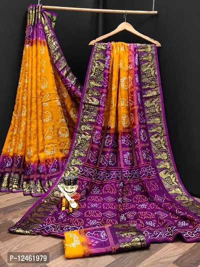 Beautiful Art Silk Saree with Blouse Piece For Women-thumb0