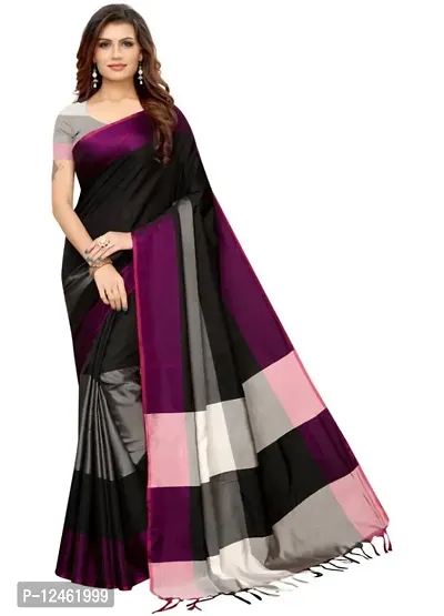 Beautiful Cotton Blend Saree with Blouse Piece For Women-thumb0