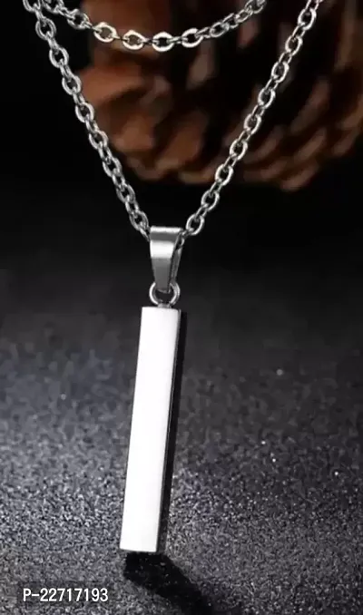 Elegant Silver Stainless Steel Chain With Pendant For Men