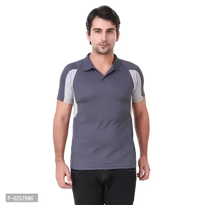 Dark Grey Polyester Blend Active Wear Tshirt-thumb0