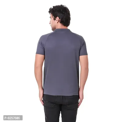 Dark Grey Polyester Blend Active Wear Tshirt-thumb3