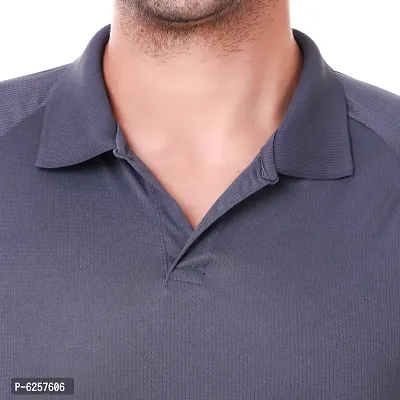 Dark Grey Polyester Blend Active Wear Tshirt-thumb4