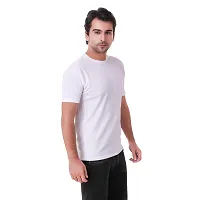 White Polyester Spandex Sports Tee For Men-thumb1