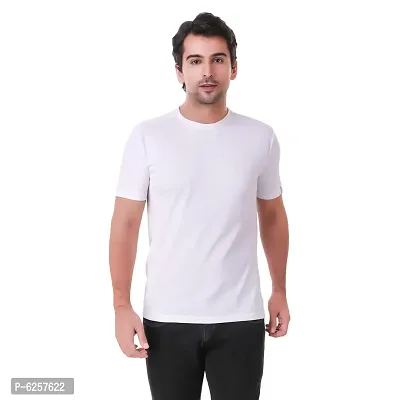White Polyester Spandex Sports Tee For Men-thumb0