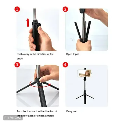 3in1 Wireless Selfie Stick Tripod Foldable Bluetooth Shutter Remote for Photo, Video  Live Steaming Extendable Handheld Stand Tripod-thumb2