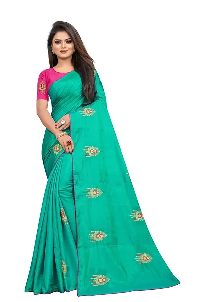 Bhakhar fab Woman's sana silk sarees with Embroidered Work & Blouse Piece