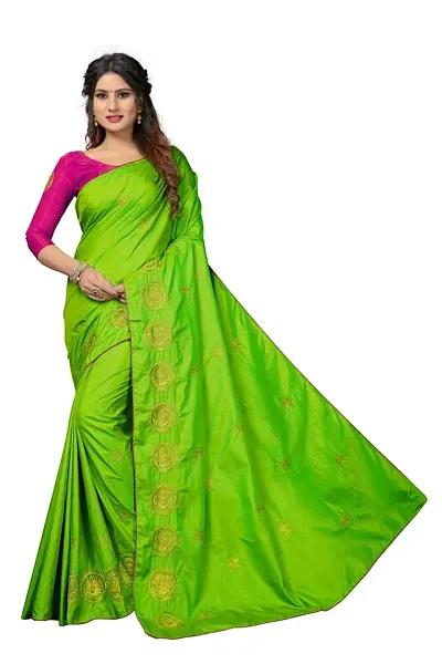 Bhakhar fab Woman's sana silk sarees with Embroidered Work & Blouse Piece