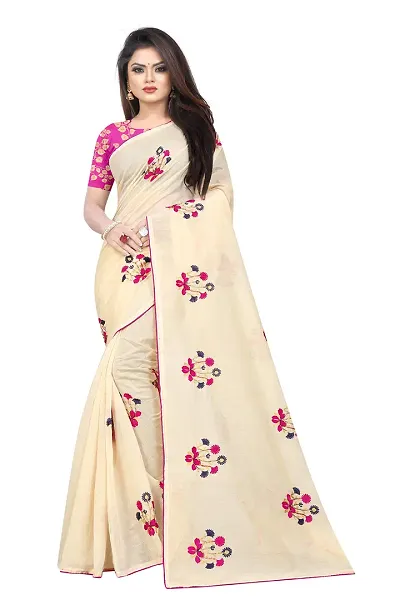 Stylish Kota Doria Embroidered Women Saree with Blouse piece