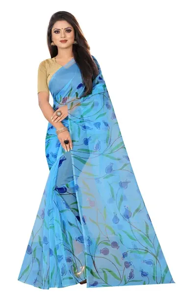 Digital Print Bollywood Organza Saree For Women