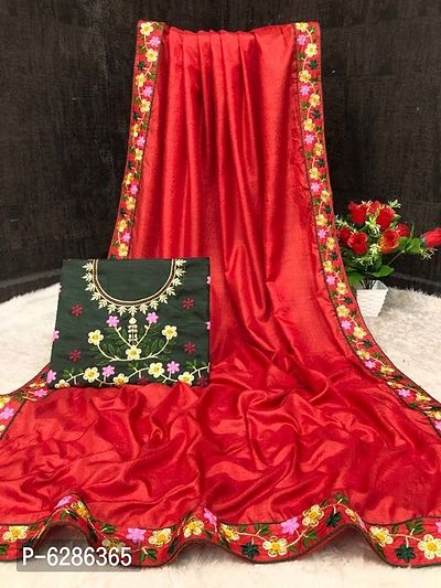 Embroidered Daily Wear Saree with Blouse piece-thumb0