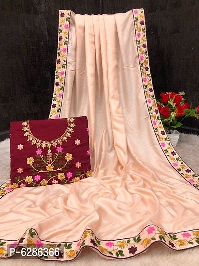 Embroidered Daily Wear Saree with Blouse piece