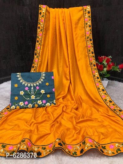 Embroidered Daily Wear Saree with Blouse piece
