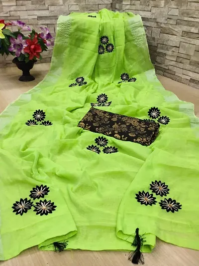 Chanderi Cotton Sarees With Blouse Piece