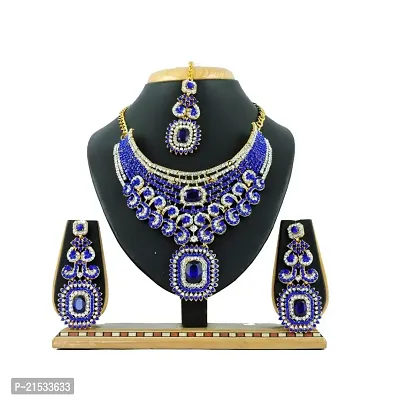 Laxmi collections Women's Alloy Necklace set (Blue) | JWL-56