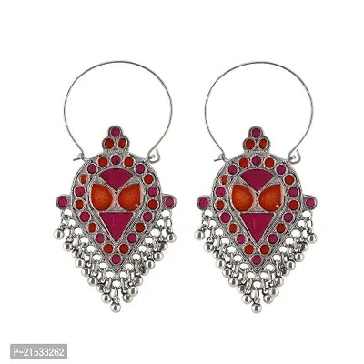 Laxmi collections Women's Silver Plated Hook Dangler Hanging Earrings-Multicolour | JWL-124