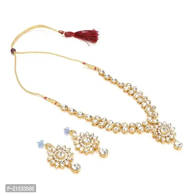 Laxmi collections Elegant Gold Plated Traditional Kundans Jewellery Set For Women | JWL-189