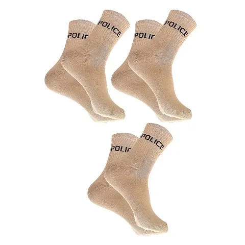 Comfortable Combos Of Mid-Calf Solid Cotton Khaki Police Socks For Men