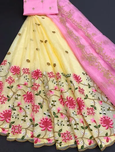 Stylish Fancy Net Embroidered Lehenga Cholis For Women