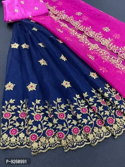 Attractive Net Embroidered Semi Stitched Lehenga Choli For Women