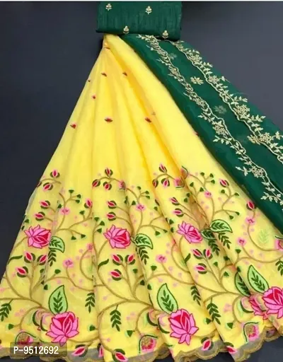 Beautiful Net Embroidery Semi Stitched Lehenga Cholis With Dupatta For Women