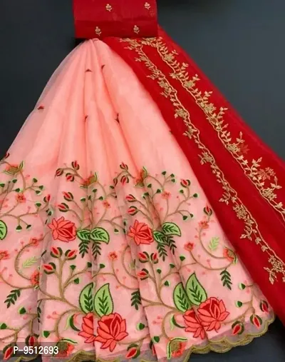 Beautiful Net Embroidery Semi Stitched Lehenga Cholis With Dupatta For Women