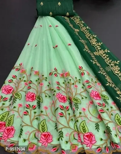 Beautiful Net Embroidery Semi Stitched Lehenga Cholis With Dupatta For Women