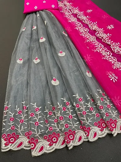 Stylish Women Net Semi Stitched Embroidered Lehenga Cholis Set