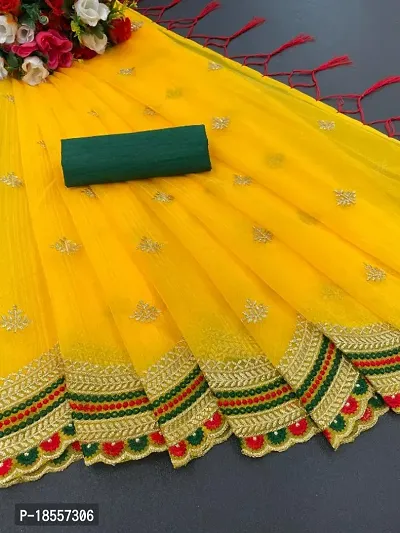 Stylish Net Embroidered Sarees For Women-thumb0