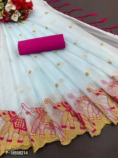 Classic Net Embroidered Saree with Blouse piece