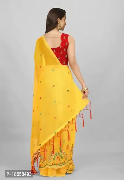 Classic Organza Embroidered Saree with Blouse piece-thumb2