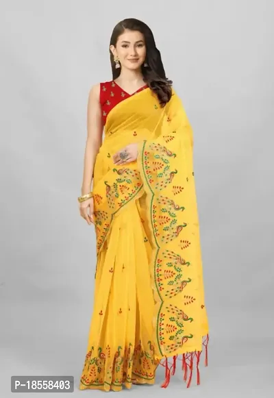 Classic Organza Embroidered Saree with Blouse piece-thumb3