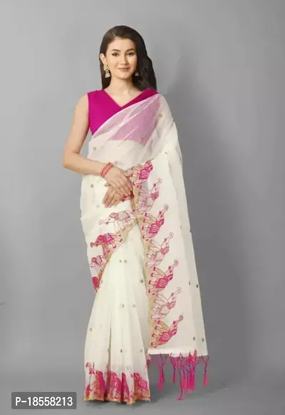Classic Net Embroidered Saree with Blouse piece-thumb3
