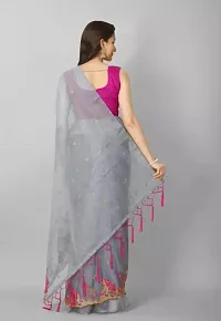 Classic Net Embroidered Saree with Blouse piece-thumb2