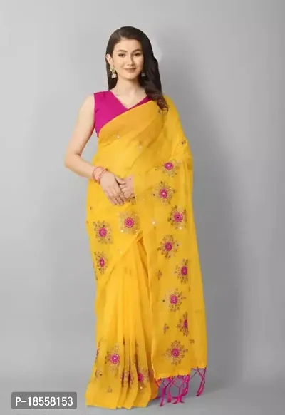 Classic Net Embroidered Saree with Blouse piece-thumb3