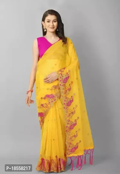 Classic Net Embroidered Saree with Blouse piece-thumb3