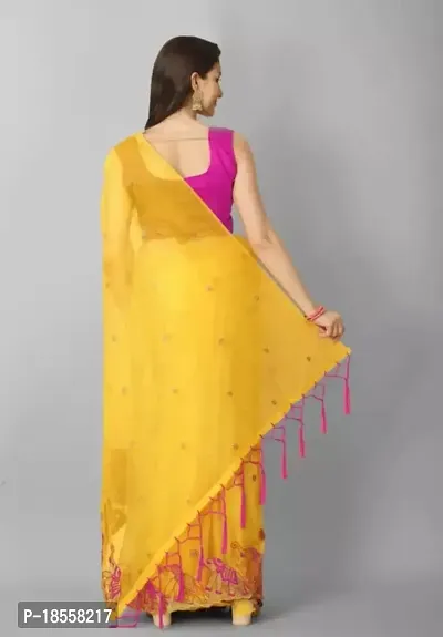 Classic Net Embroidered Saree with Blouse piece-thumb2