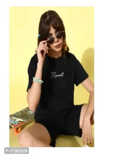 Elegant Black Cotton Printed Top For Women