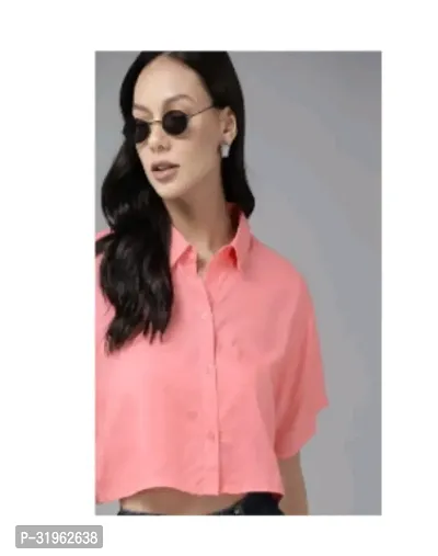 Elegant Pink Cotton Solid Shirt For Women