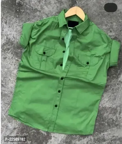 Reliable Green Cotton Solid Long Sleeves Casual Shirts For Men