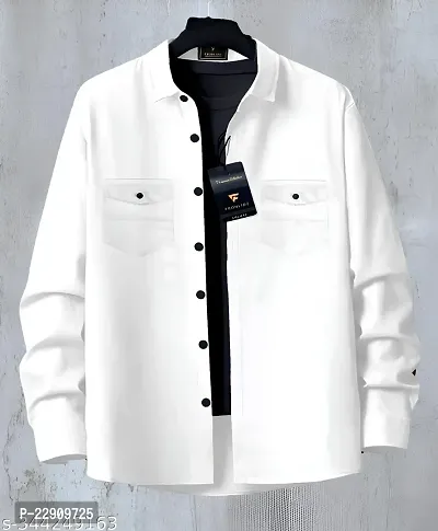 Reliable White Cotton Solid Long Sleeves Casual Shirts For Men