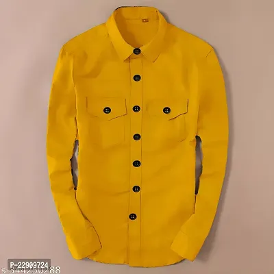 Reliable Yellow Cotton Solid Long Sleeves Casual Shirts For Men
