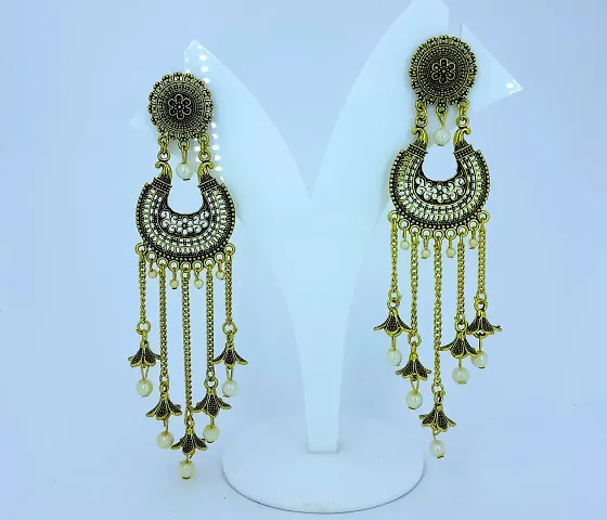 Oxidize Light Weight Earring For Girls Women (Long Size)