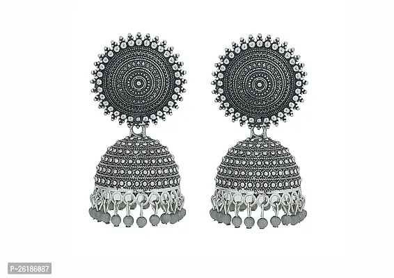 Oxidize Silver Earring Jhumka For Women Girls Fashion