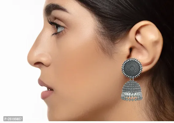 Oxidize Silver Earring Jhumka For Women Girls Fashion-thumb2