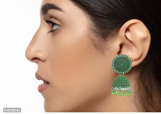 Oxidize Green Earring Jhumka For women Girls Fashion