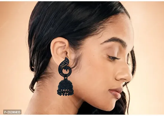 Oxidize Black Earring Jhumka Set Combo For Women Girls Fashion (Pack Of 5 Pair)-thumb3